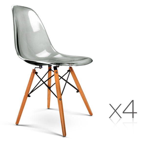 Set of 4 Replica Eames Dining Chairs - Transparent