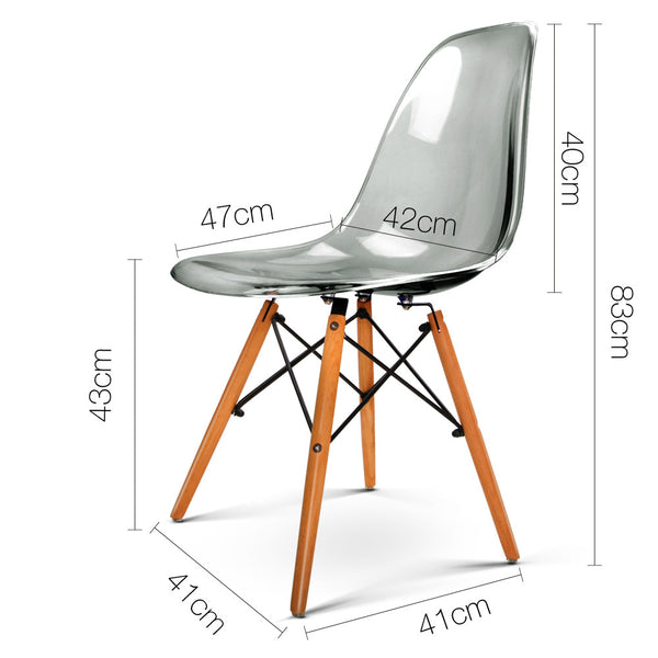 Set of 4 Replica Eames Dining Chairs - Transparent