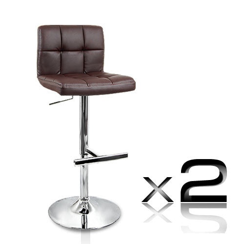 Set of 2 PU Leather Kitchen Bar Stool Chocolate