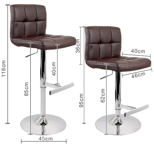 Set of 2 PU Leather Kitchen Bar Stool Chocolate