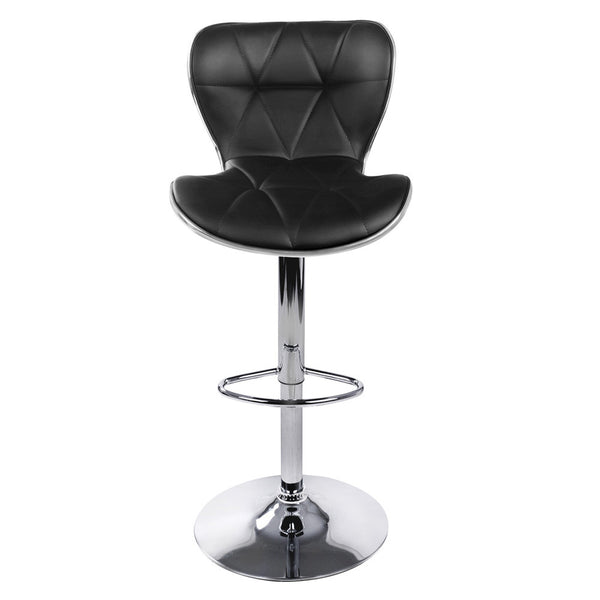Set of 2 PU Leather Kitchen Bar Stool Black