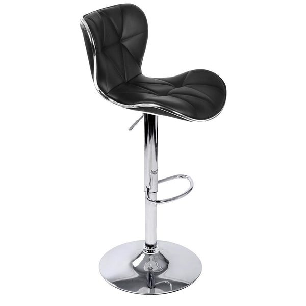 Set of 2 PU Leather Kitchen Bar Stool Black