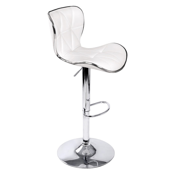 Set of 2 PU Leather Kitchen Bar Stool White
