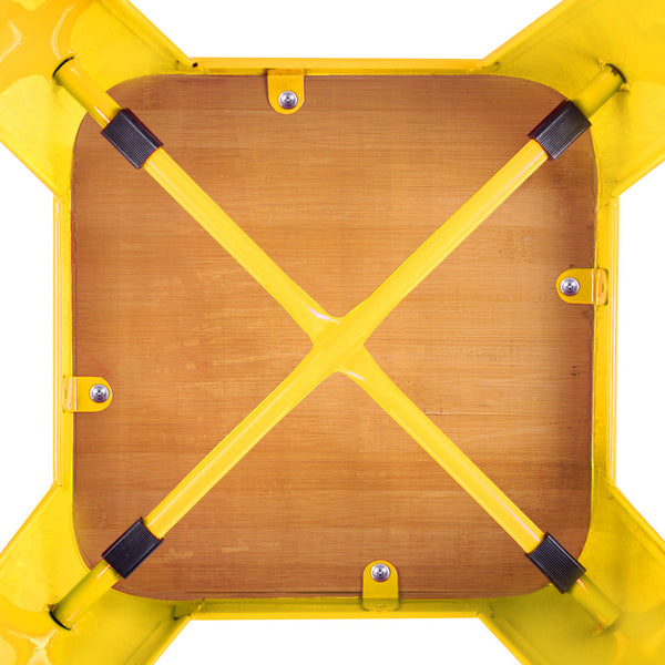 Set of 2 Tolix Replica Metal Steel Bamboo Seat Bar stool 76 cm Yellow