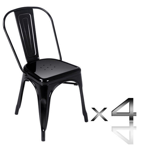 Set of 4 Replica Tolix Dining Metal Chair Gloss Black