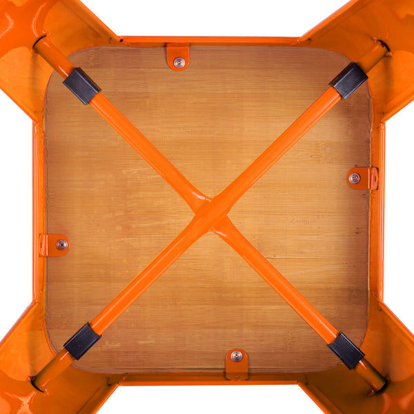 Set of 2 Replica Tolix Kitchen Bar Stool Bamboo Seat 66cm Orange