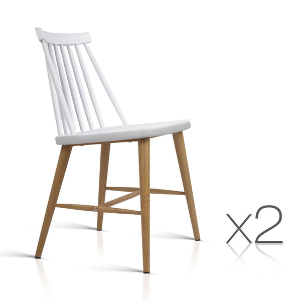 Set of 2 Windsor Replica Dining Chairs - White