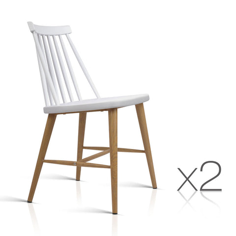 Set of 2 Windsor Replica Dining Chairs - White