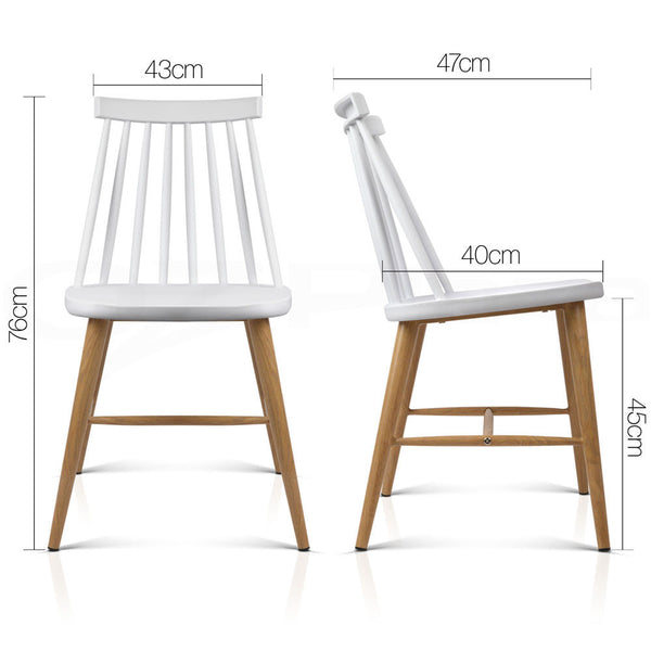Set of 2 Windsor Replica Dining Chairs - White