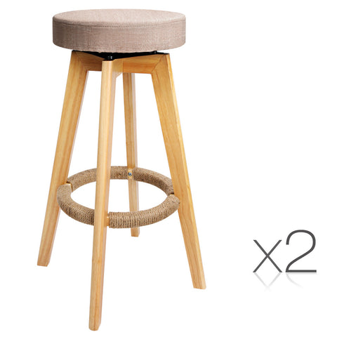 Set of 2 Swivel Seat Bar Stools - Taupe