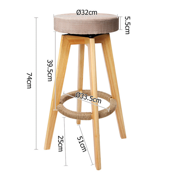 Set of 2 Swivel Seat Bar Stools - Taupe