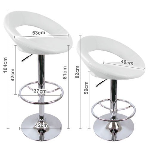 Set of 2 PU Leather Kitchen Bar Stool White