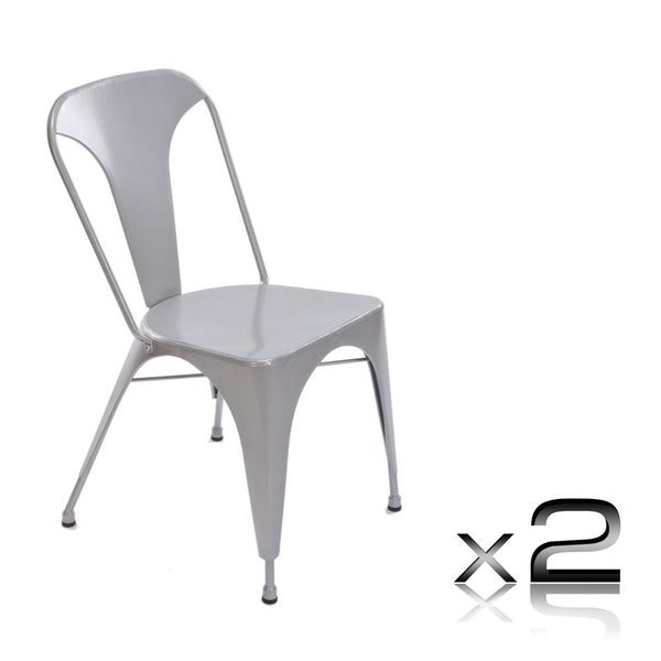 Set of 2 Steel Dining Chair Silver