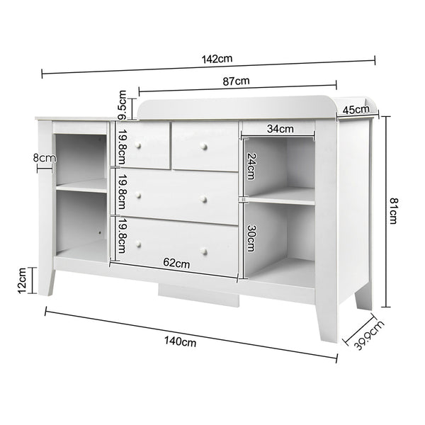 Drawer Baby Chest Change Table Dresser Cabinet White