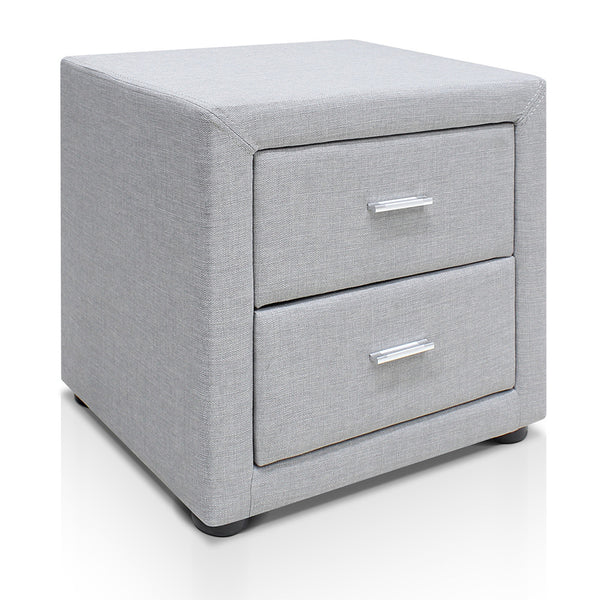 Fabric Bedside Table - Light Grey