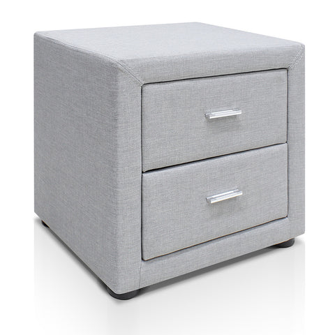 Fabric Bedside Table - Light Grey