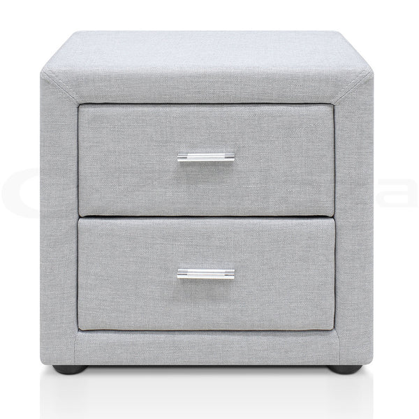 Fabric Bedside Table - Light Grey