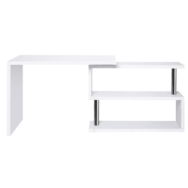 Office Computer Desk Corner Table w/ Bookshelf White