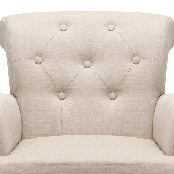 Wing Armchair French Provincial Linen Fabric Taupe