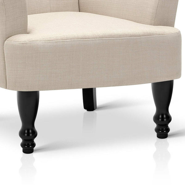 Wing Armchair French Provincial Linen Fabric Taupe