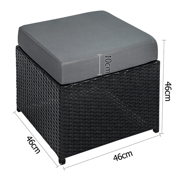 11 pcs Black Wicker Rattan 10 Seater Outdoor Dining Set Grey