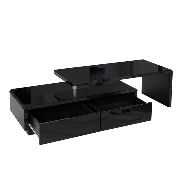 Rotatable L shape Bench TV Stand High Gloss Black