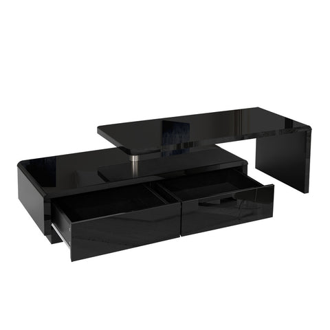 Rotatable L shape Bench TV Stand High Gloss Black