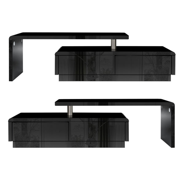 Rotatable L shape Bench TV Stand High Gloss Black