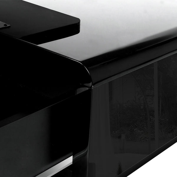 Rotatable L shape Bench TV Stand High Gloss Black