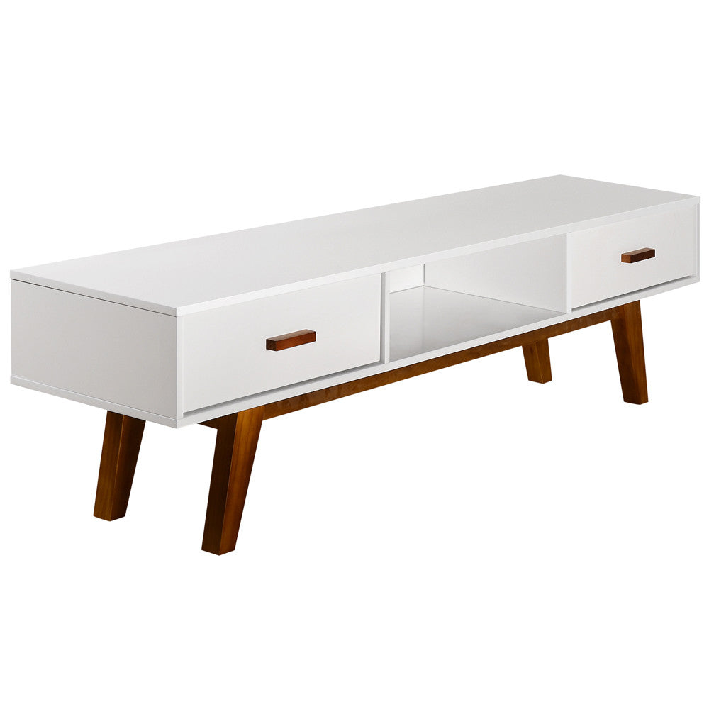 2 Drawers TV Stand Entertainment Unit Matt White
