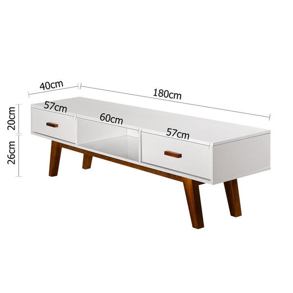 2 Drawers TV Stand Entertainment Unit Matt White