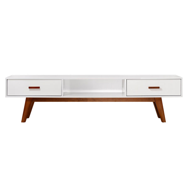 2 Drawers TV Stand Entertainment Unit Matt White