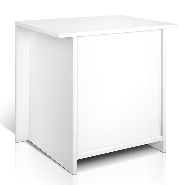 Anti-Scratch Bedside Table 2 Drawers - White
