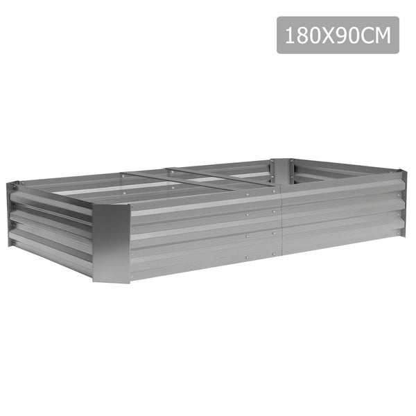 Galvanised Raised Garden Bed 180 x 90cm Aluminium White