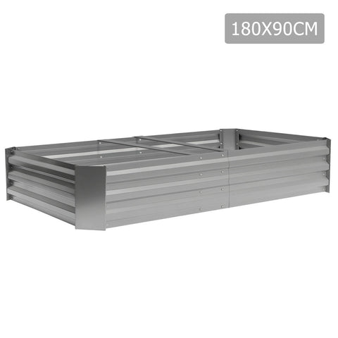 Galvanised Raised Garden Bed 180 x 90cm Aluminium White
