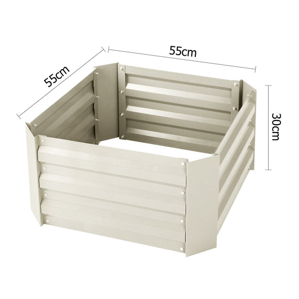 Galvanised Raised Garden Bed 55 x 55cm Cream