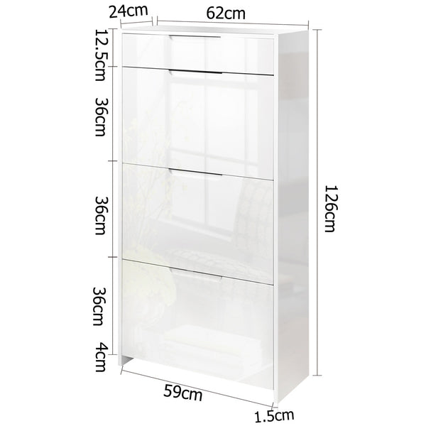 High Gloss Shoe Cabinet Rack White