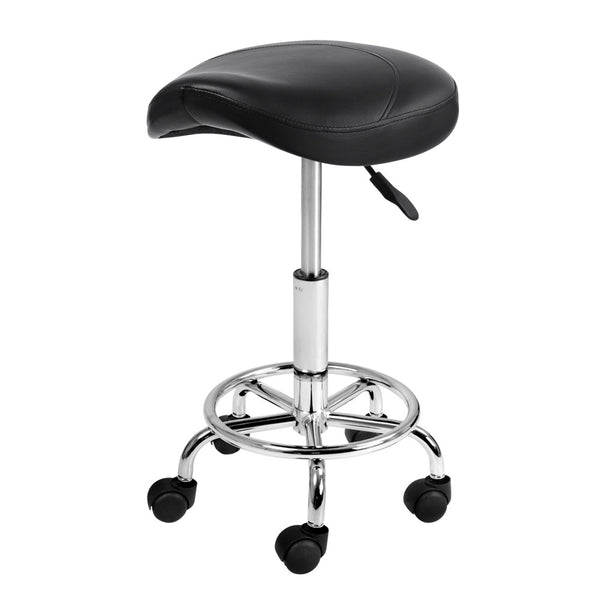Saddle PU Swivel Salon Stool Black