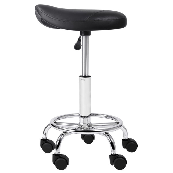 Saddle PU Swivel Salon Stool Black