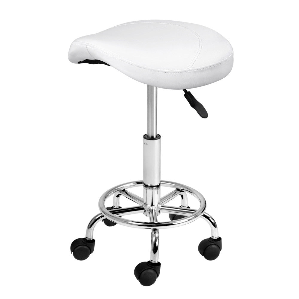 Saddle PU Swivel Salon Stool White