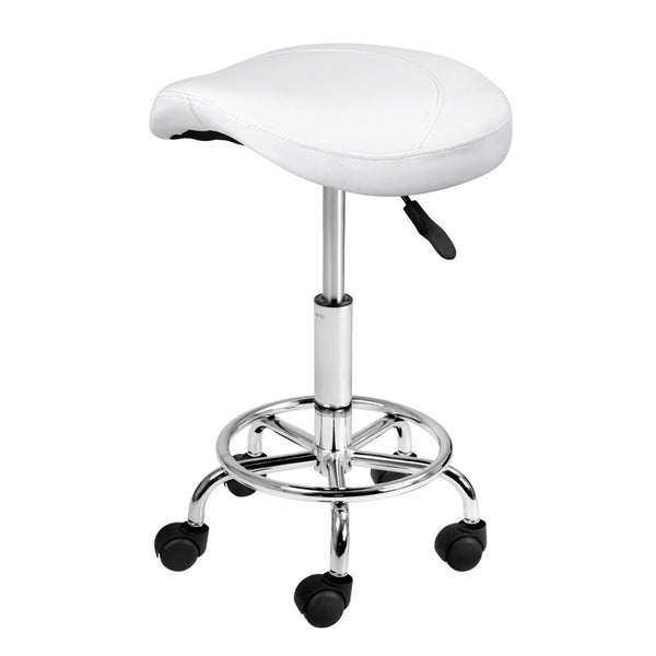 Saddle PU Swivel Salon Stool White