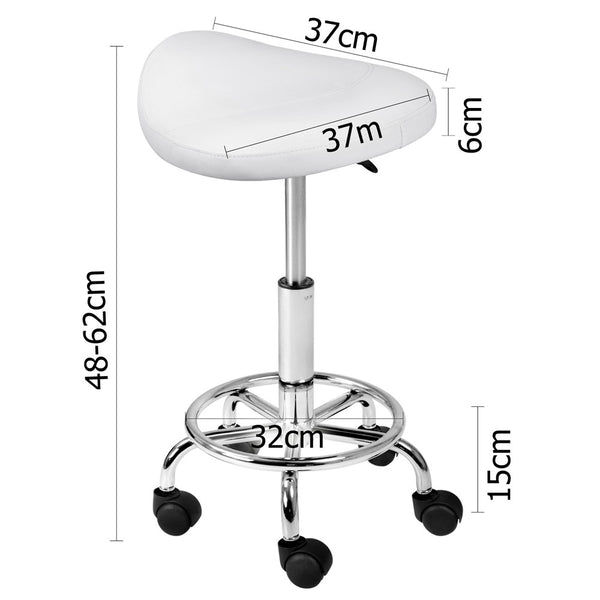 Saddle PU Swivel Salon Stool White