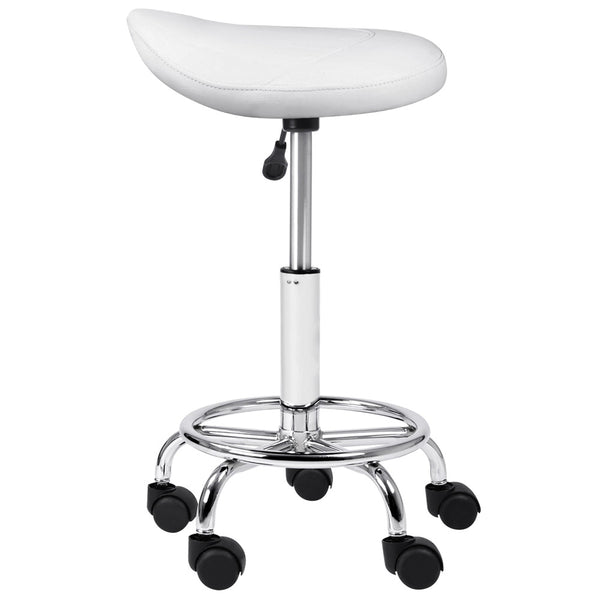 Saddle PU Swivel Salon Stool White