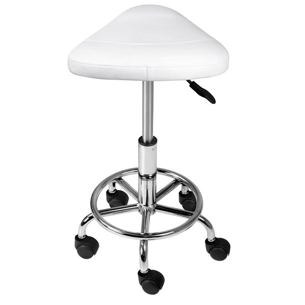Saddle PU Swivel Salon Stool White