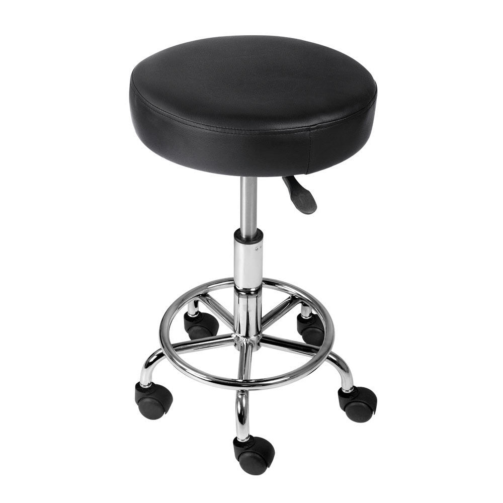 Round PU Swivel Salon Stool Black