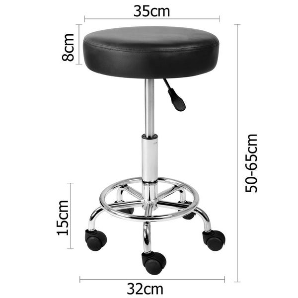 Round PU Swivel Salon Stool Black