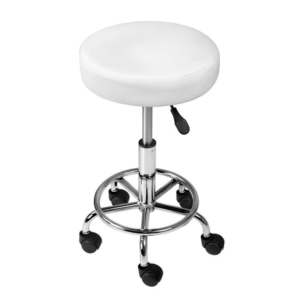 Round PU Swivel Salon Stool White