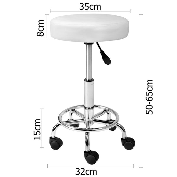 Round PU Swivel Salon Stool White
