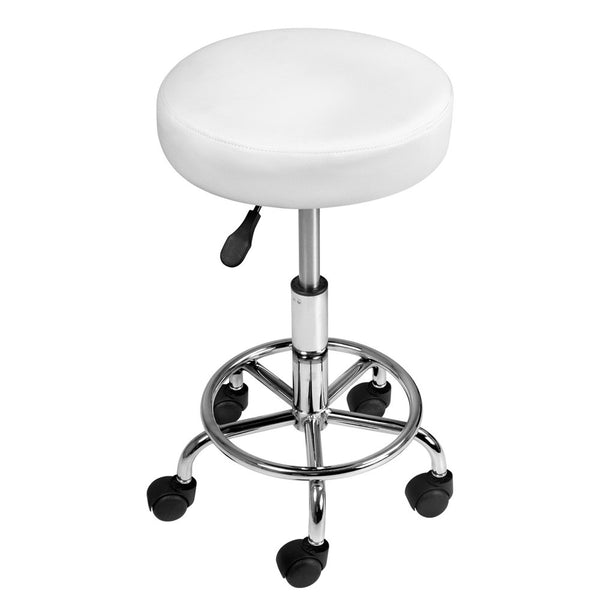 Round PU Swivel Salon Stool White