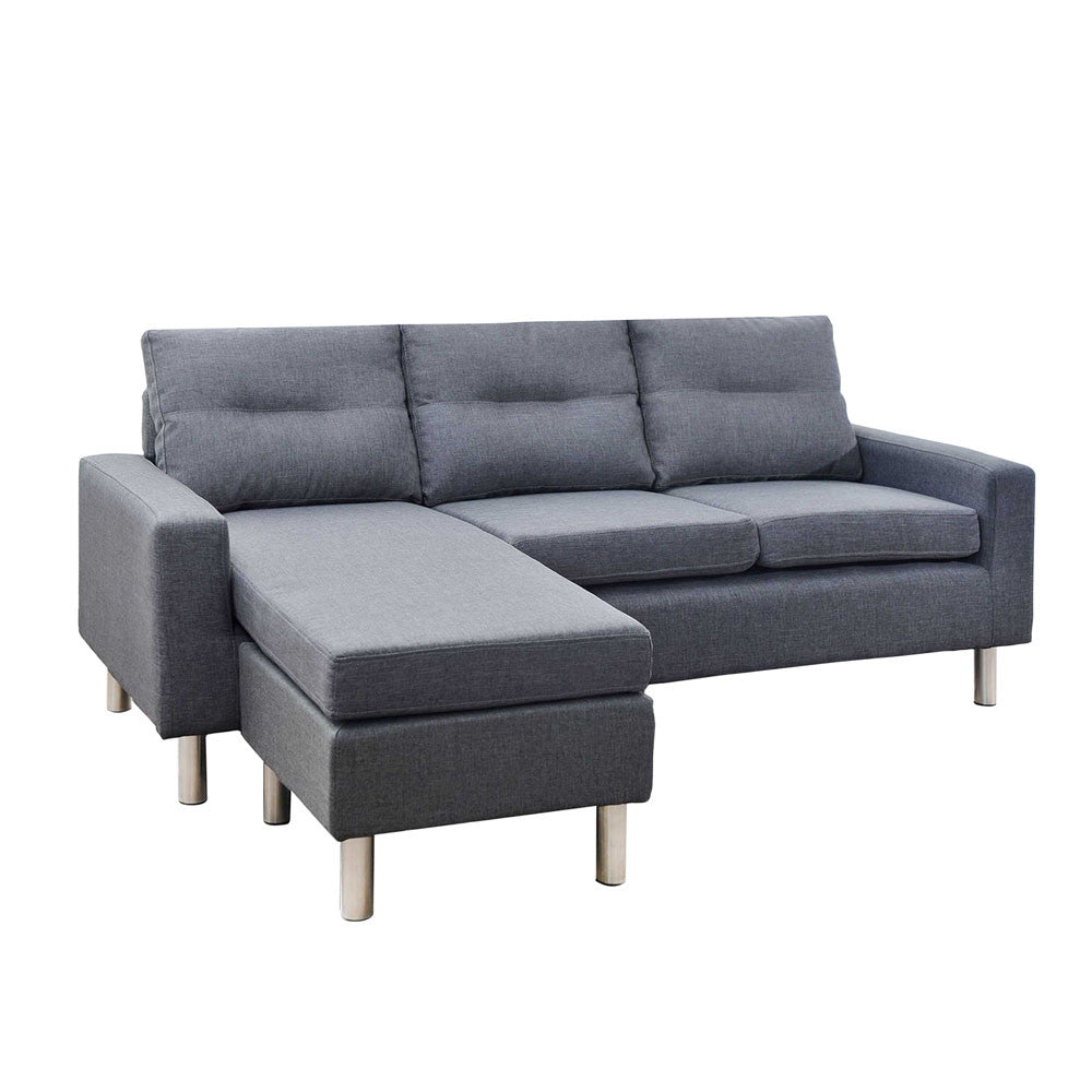 4 Seater Linen Fabric Sofa Couch w/ ottoman Grey